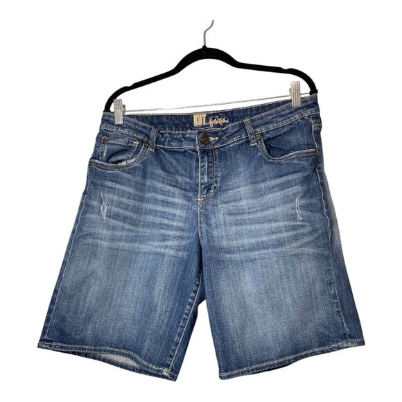 Kut from the Kloth Demin Jean Shorts Jorts Size 14 KS734MA5 Modest Distressed - Picture 1 of 5